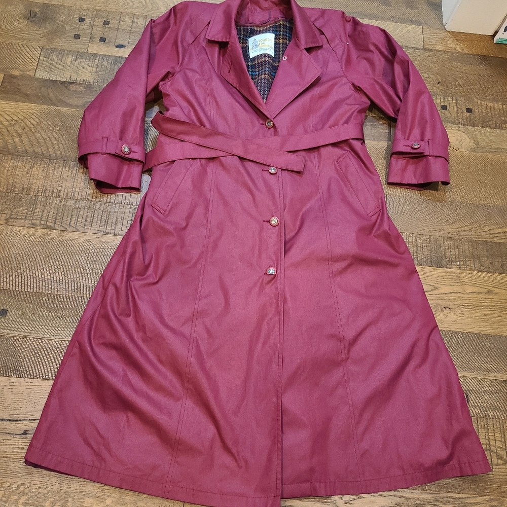 London Fog Vintage Wool Lined Tan Trench  Coat Size 16